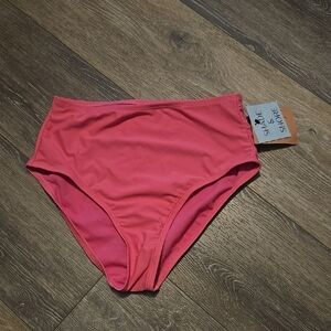 Shade & Shore Women's XS(0-2) High Waist Medium Coverage Pink Swim Suit Bottoms